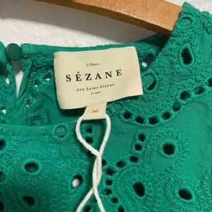 Sézane Emerald Lace Blouse